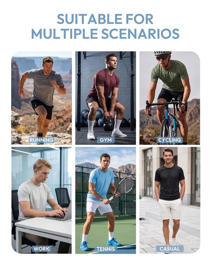 MCPORO Workout Shirts for Men Short Sleeve Quick Dry Athletic Gym Active T Shirt Moisture Wicking