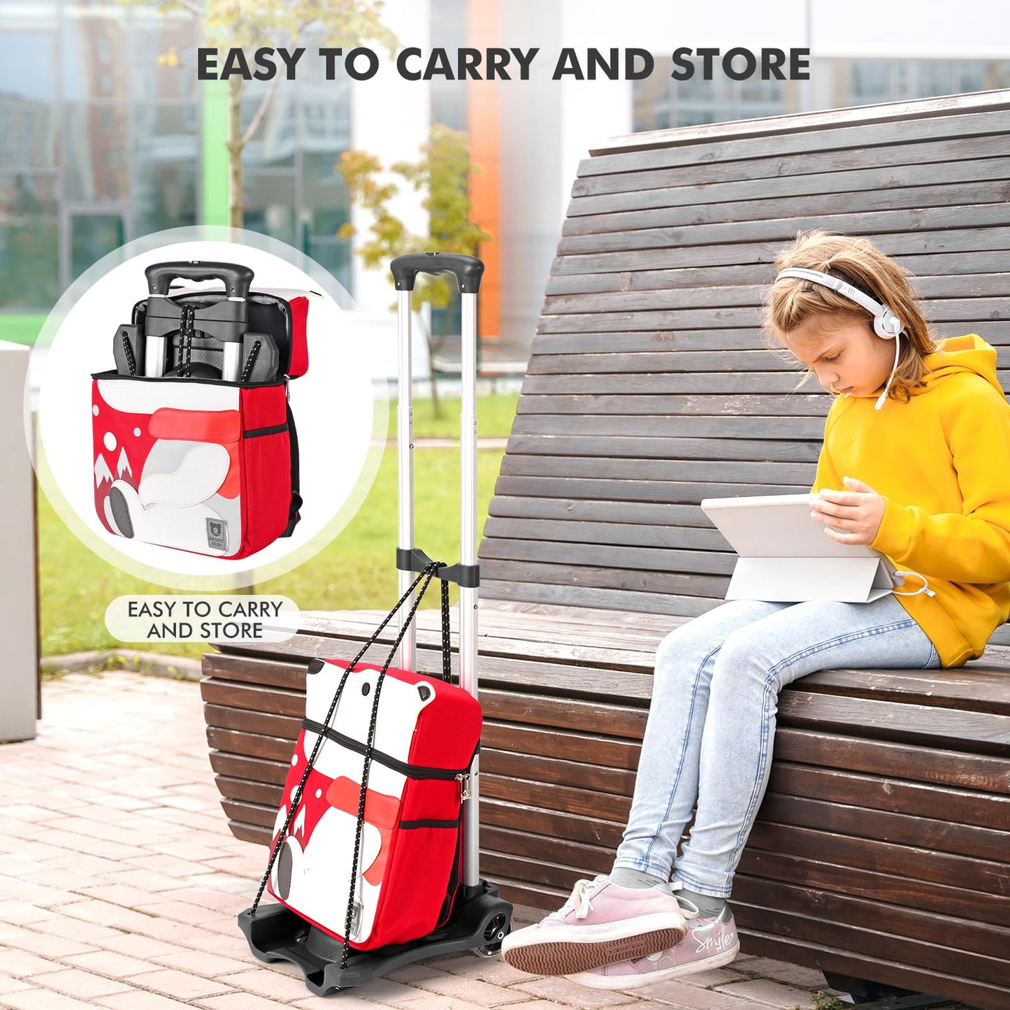 Home-Man Folding Hand Truck, Heavy Duty Luggage Cart, Utility Dolly Platform Cart with 4 Wheels and 2 Elastic Ropes for Luggage, Travel, Moving, Shopping, Office Use (110LB, Black)