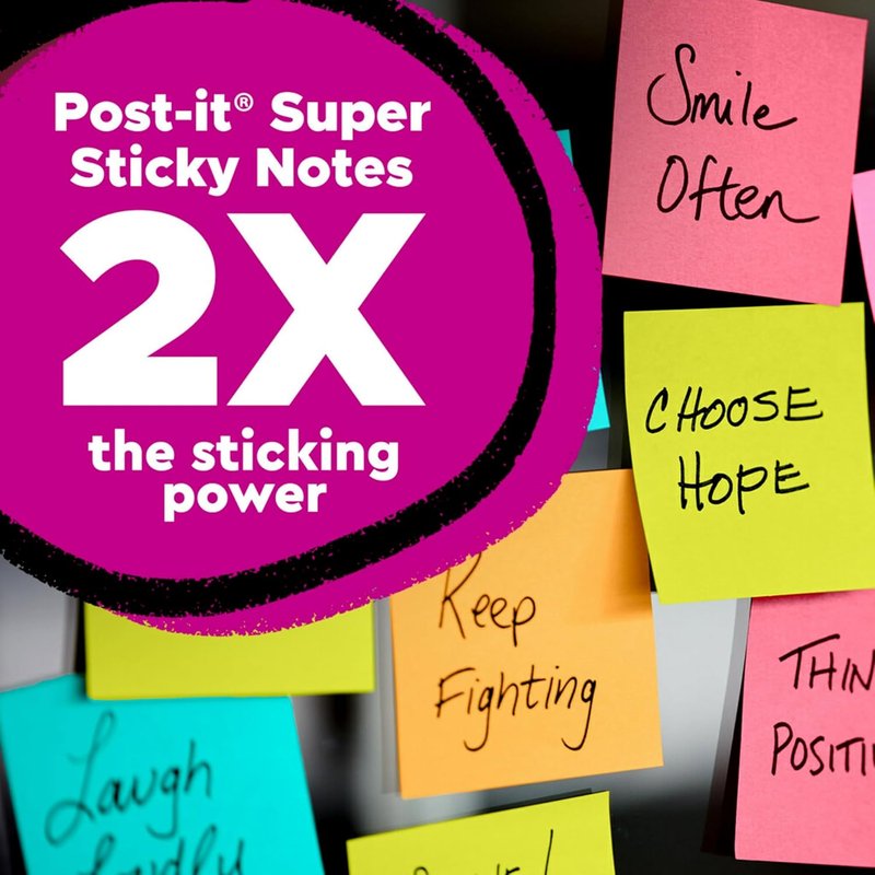 Super Sticky Notes - 24 Pads, 3x3 in. | 2X Sticking Power, Supernova Neons Collection