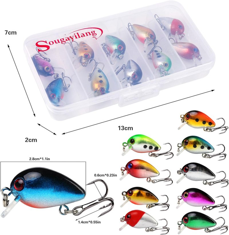 Sougayilang Fishing Lures - Life-Like Minnow VIB Bait with Treble Hook | Sinking Crankbait for Bass, Trout, Walleye