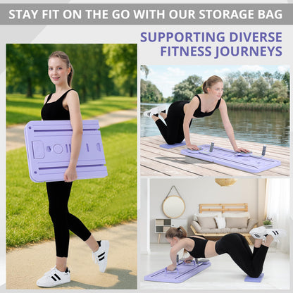 JANUA Pilates Board - Pilates Reformer Set, Multi-Purpose Foldable Pilates Reformer Board for Home, 5 in 1 Pilates Sliding Board (Purple) (Purple Set)