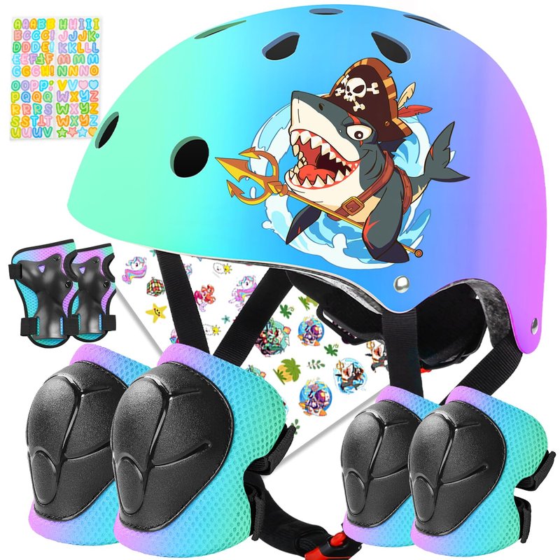 BiutiMama Toddler Helmet Kids Bike Helmet Set for Boys Girls, CPSC Certified Adjustable Skateboard Helmets, Protective Gear Set Knee Elbow Wrist Pads for Bicycle Balance, Roller, Scooter, Cycling