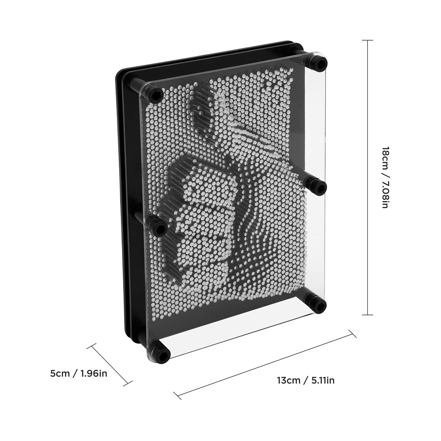 Global Gizmos 50350 Metal Pin Art Impression Toy/Fantastic Stocking Filler or Secret Santa Gift / 3D Fun Desktop Sculpture Gadget/Classic Retro Game / 18cm x 13cm
