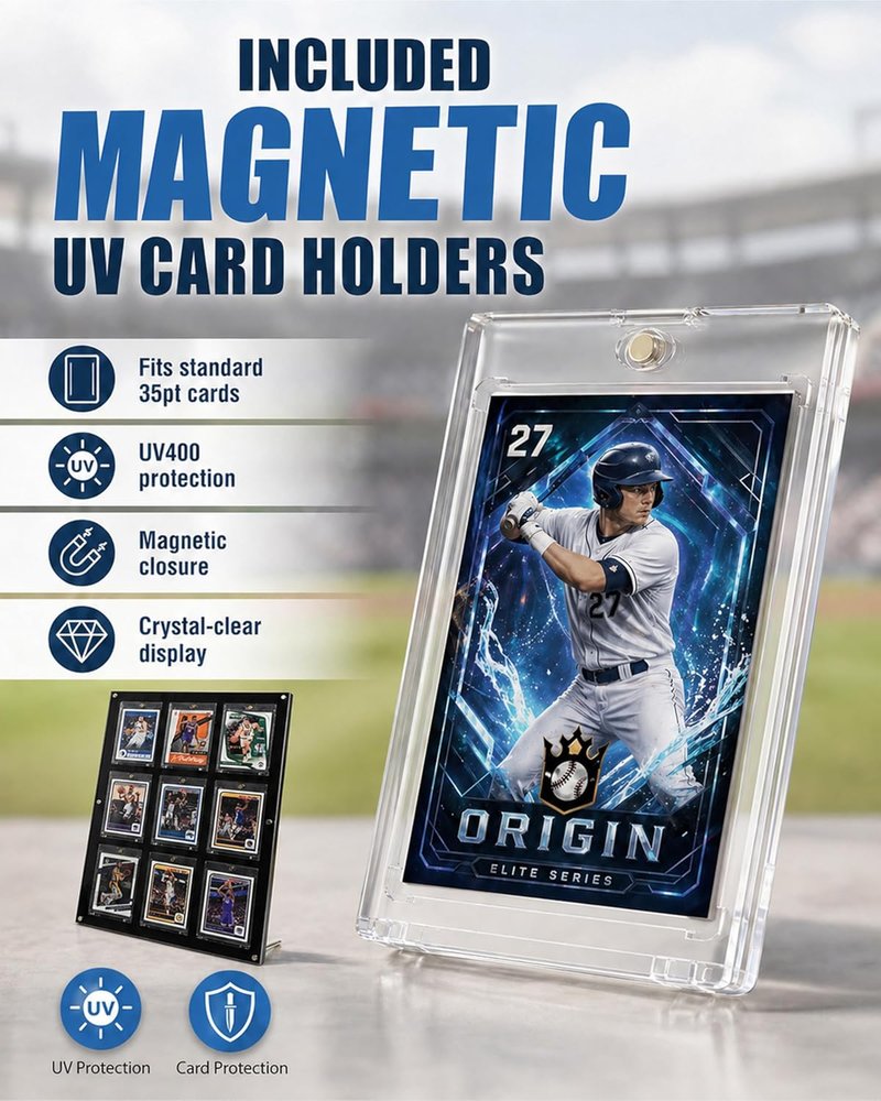 Acrylic Trading Card Display Frame - Wall Mount & Stand for 9 Cards | UV Protection for Sports & Gaming Collectibles