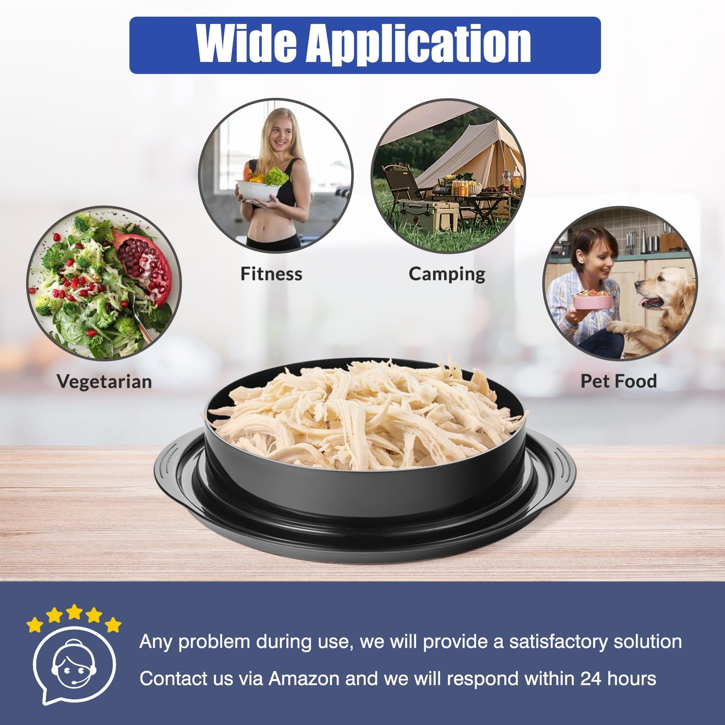 Chicken Shredder Tool Twist: 2025 Pro Food-Grade Visible Meat Shredder with Strong Anti-Slip Base, Ergonomic Handle, Chicken Breast Shredder, Suitable for Pork Beef Chicken - Black