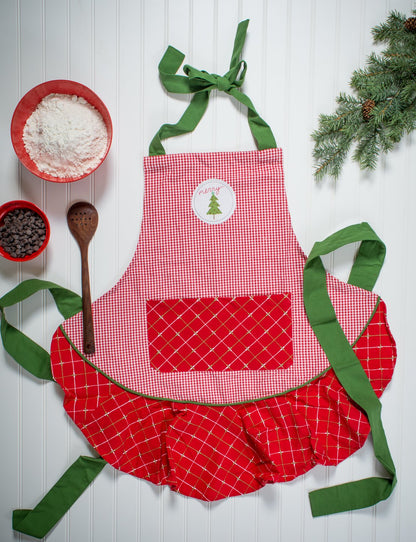 DII Women's Christmas Kitchen Apron Adjustable Adult Size for Cooking, Baking, Crafting & Entertaining, One Size, Merry Tree