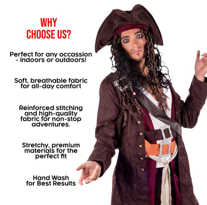 fun shack Pirate Costume Men, Mens Pirate Costume, Halloween Costumes for Men, Halloween Costumes Adult, X-Large