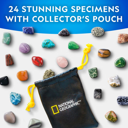 NATIONAL GEOGRAPHIC Gemstone Advent Calendar - 2025 Christmas Countdown Calendar for Kids with 24 Gems to Open Each Day, Complete Rock Collection with Mini Gemstone Dig Kit