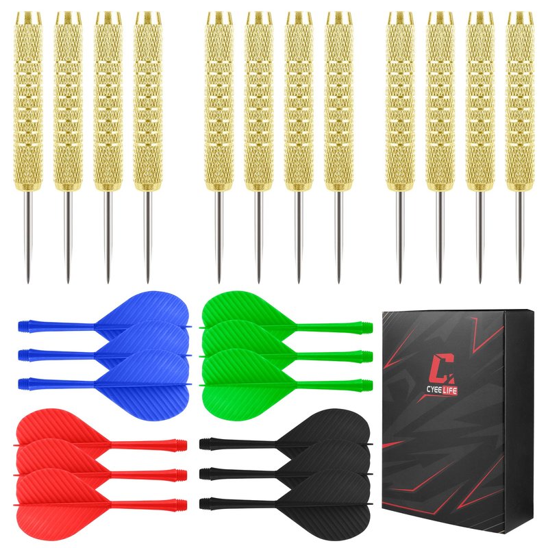 CyeeLife Steel Tip Darts,12 Pack Metal Tip Dart Set, Darts Metal Tip Set, Metal Darts for Dartboard
