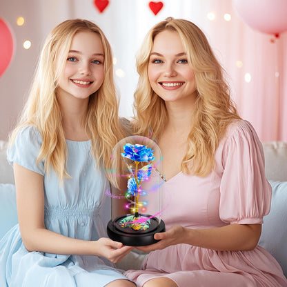 Childom Valentines Day Rose Gifts for Her,Birthday Gifts for Women Mom Mothers Day,Flowers for Delivery Prime,Rotating Blue Light Up Rose in A Glass Dome,Anniversary Valentines Rose Gift for Wife
