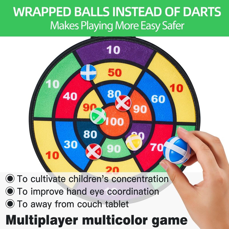 moopok Large Size 16in 2in1 Magnetic Dart Board for Kids and Adult,with 12 Magnetic Darts+12Sticky Balls,Safe Dart Game Set for 3-12 Year Old Kids and Adults,Fun Family Game Friends Gifts