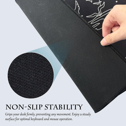 ALOANES Waterproof Mouse Pad, XL Gaming Keyboard Pad with Anti-Slip Base, Grain Jacquard Surface, Extend Desk pad for Gamer, Office & Home, Sea Wave Mousepad 31.5''x 11.8''x 0.12''