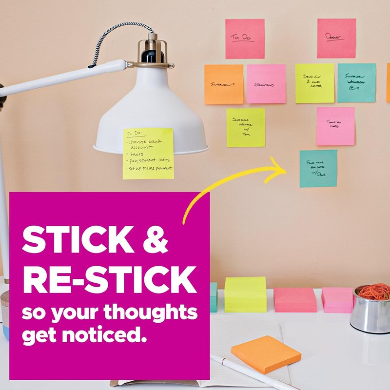Super Sticky Notes - 24 Pads, 3x3 in. | 2X Sticking Power, Supernova Neons Collection