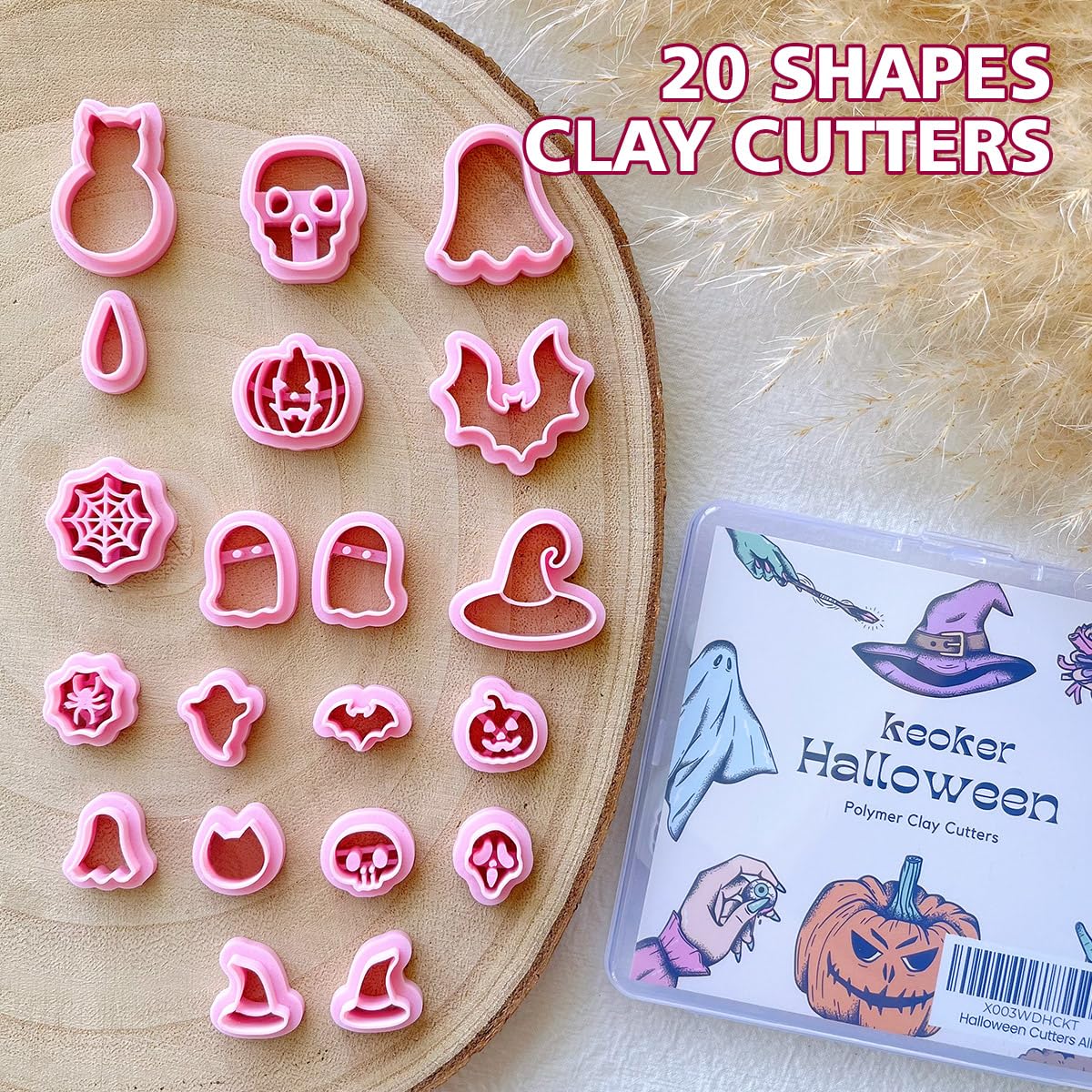 KEOKER Halloween Polymer Clay Cutters, Clay cutters for Halloween Earrings Making, 20 Shapes Halloween Clay Earrings Cutters, Pumpkin Clay Cutters For Polymer Clay Jewelry (ALL 1)