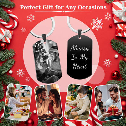 Queenberry Custom Keychain with Picture Personalized Photo Keychain Gift for Wedding Gift for Christmas Dad Men Husband Boyfriend