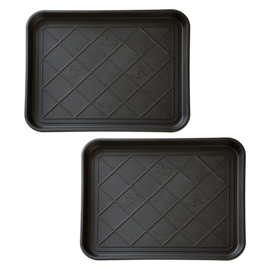 All-Weather Boot Tray - Water-Resistant Plastic Mud Pan, Pet Food Tray, and Outdoor or Indoor Shoe Mat for Entryway by Stalwart (Black)
