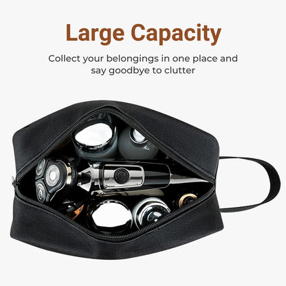 Elviros Travel Toiletry Bag for Women and Men, Lightweight Makeup Bag Hanging Dopp Kit with Shaving Compartment Cosmetic Organizer Small Tool Bag Travel Essentials, Black