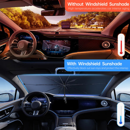 Car Windshield Sun Shade Umbrella, Foldable Car Umbrella Sunshade Cover Protect Vehicle from UV Sun, Easy to Store and Use, Keeps Vehicle Cool, Fit Most Vehicle (57 x 31 inches)