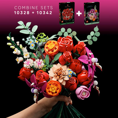 LEGO Botanicals Pretty Pink Flower Bouquet Building Set for Adults - Gifts for Valentines Day for Her- Artificial Flowers for Decor or Table Display - 10342