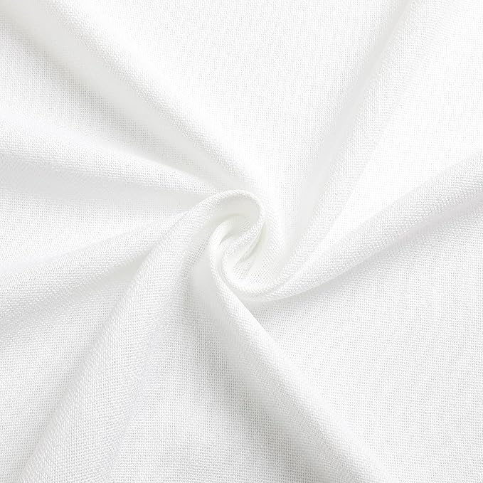 Tollpiz Linen Curtains Living Room Rod Pocket Semi Sheer Curtain Burlap Light Filtering Thick Linen Drapes for Bedroom, 38 x 63 inches Long, White, Set of 2 Panels