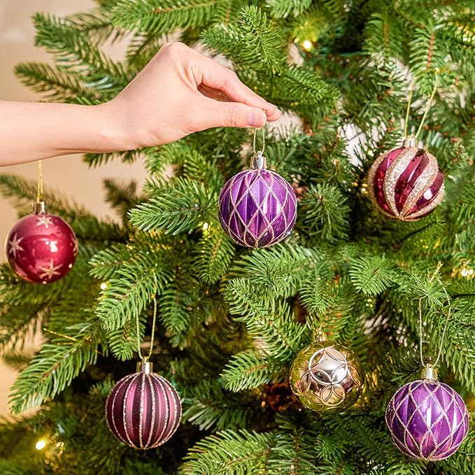 JORNOY Christmas Balls Ornaments, 30ct Shatterproof Xmas Tree Decorations, Hanging Bulbs Baubles Set with String for Holiday Home Party Decor, 2.36 inch/60mm, Jewel Tone