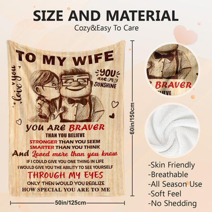 NAIREG Valentines Day Gifts for Her - Gifts for Wife from Husband - Wedding Anniversary Romantic Gifts for Women - Wife Birthday Gift Ideas - I Love You Gift for Her - to My Wife Blanket 50"x60"
