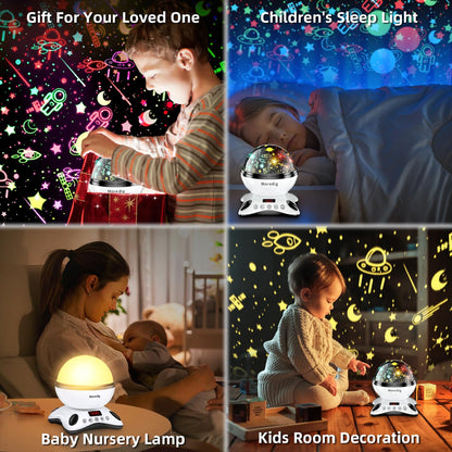 Moredig Baby Projector Night Light, Night Light Kids Projector with 12 Music and Timer, Remote Kids Night Light for Bedroom with 8 Lighting Modes, Gifts for Baby Boy Girls- Black White