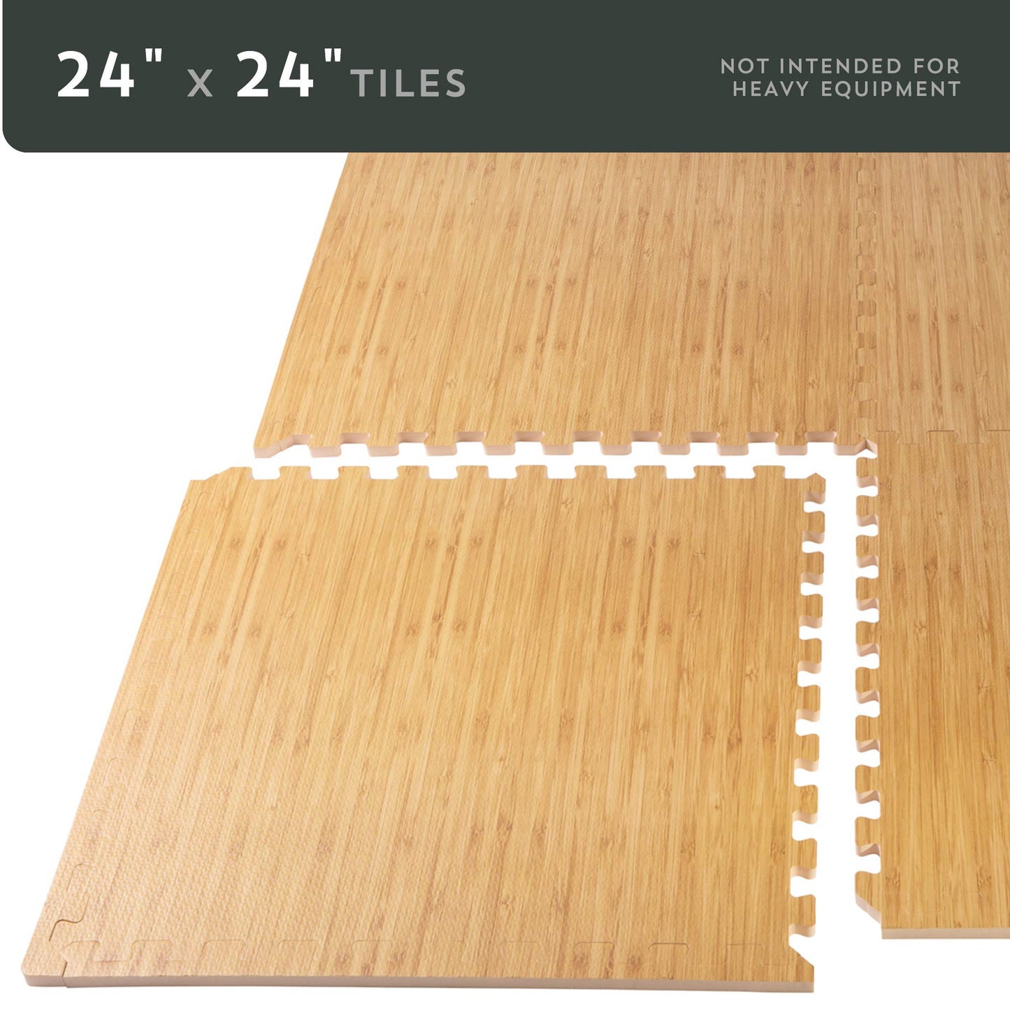 Forest Floor 3/8 Inch Thick Printed Foam Tiles, Premium Wood Grain Interlocking Foam Floor Mats, Anti-Fatigue Flooring – Stylish Flooring Solution, Light Bamboo, 24 Sq Ft