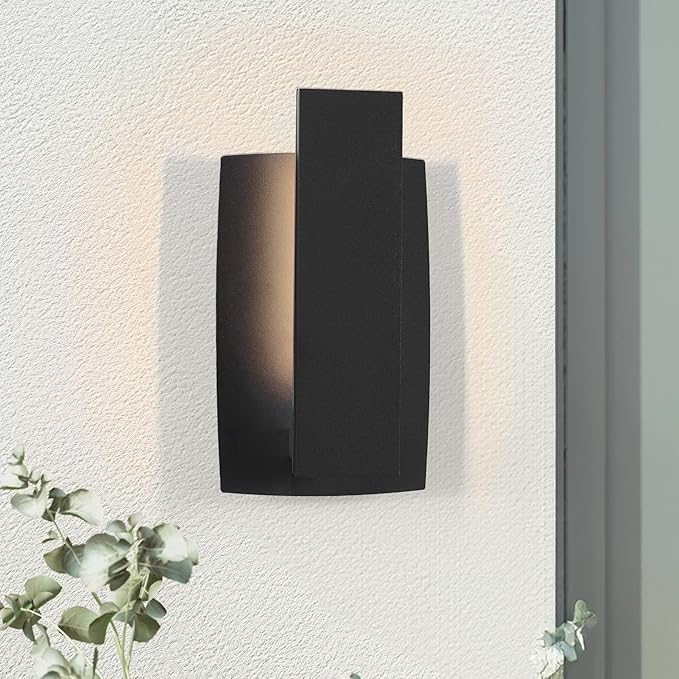 LamQee Modern Outdoor Wall Lights For House LED Integrated, Aluminum Outdoor Porch Light Fixture Wall Mount, 3000K 10W Exterior Wall Sconce Lighting Patio Front Door Garage Indoor, 2 Pack, Matte Black