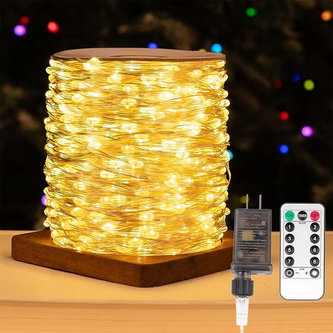 Fairy Lights Plug in,660FT 2000LEDs Waterproof Led String Lights,8 Modes Remote Twinkle Light for Outdoor Indoor Christmas Wedding Birthday Garden Party Decorations,Silver Wire,Warm White