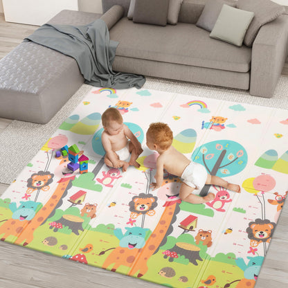 kidoola Reversible Large Baby Play Mat | Soft Playmat for Baby's Crawling, Tummy Time | Thick Floor Mats for Children, Toddlers & Babies | Play Mats for Floor in Bedroom, Nursery & Playroom (Style 1)