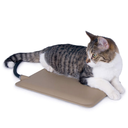 K&H Pet Products Heated Extreme Weather Outdoor Kitty Pad Petite, Waterproof Heated Cat Mat, Pet Warmer for Outside Feral Cat Houses, Indoor Outdoor Warming Pet Mat - Petite 12 X 9in Tan 25W