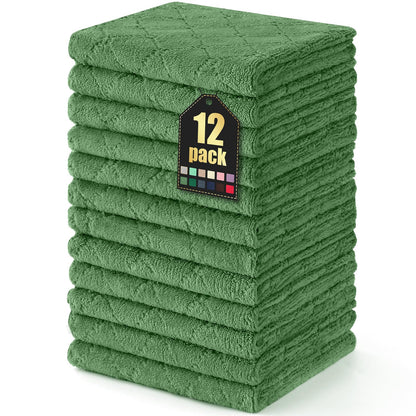 Homaxy 12 Pack Kitchen Dish Cloths (10 x 10 Inches, Grey), Super Soft and Absorbent Coral Velvet Dish Towels, Nonstick Oil Fast Drying Microfiber Cleaning Cloth, No Lint Household Dishcloths