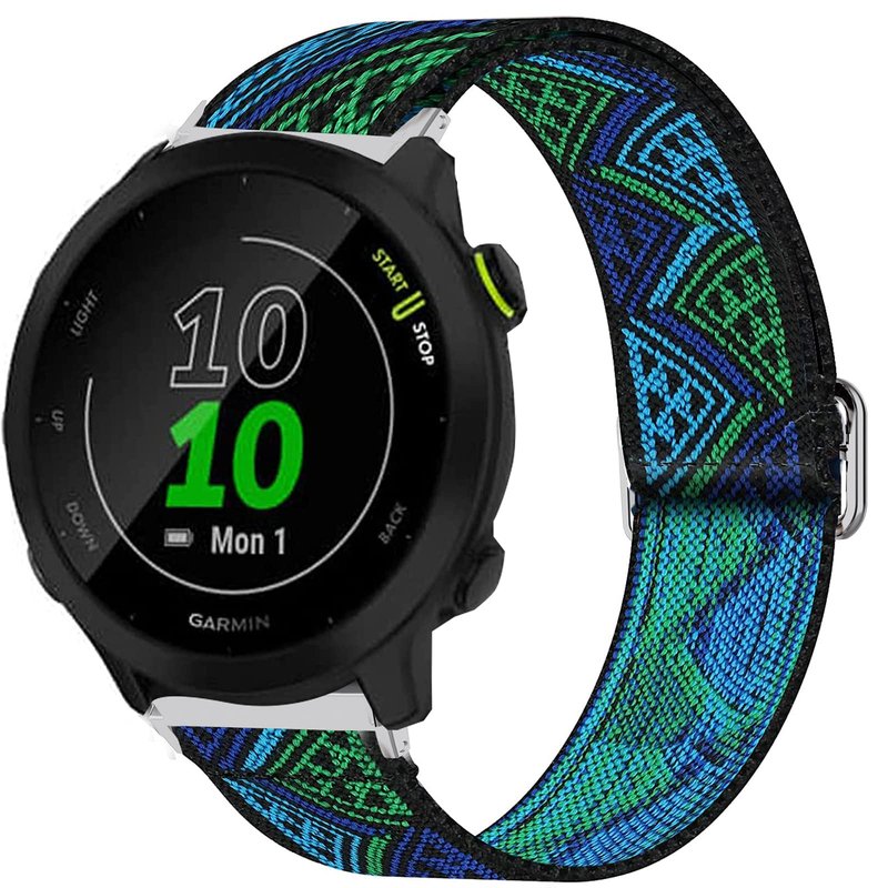 Lamshaw Compatible for Garmin Forerunner 55 Band, Stretch Elastics Nylon Adjustable Replacement Strap Accessories Compatible for Garmin Forerunner 55 / Approach S42 / Approach S12/D2 Air (Blueprint)