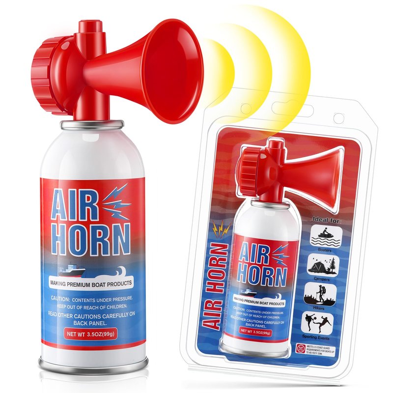 HappyAlley 1 Pack Large Air Horn for Safety 3.5oz, 122dB Very Loud Marine Air Horn for Boat, Coast Guard Approved, Great for Boat & Marine Safety, Sporting Events, Travels, Hiking (Red)