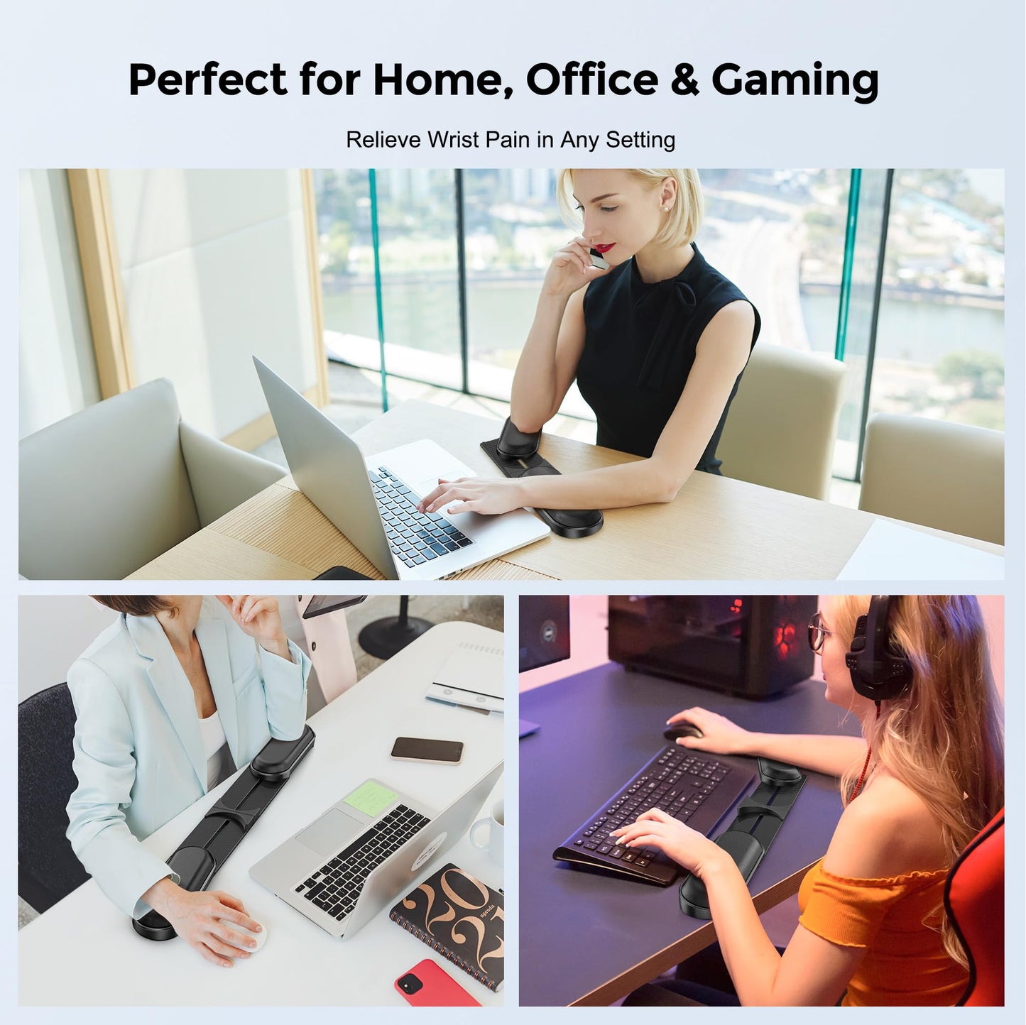 AboveTEK Keyboard Wrist Rest – Adjustable Angle & 25-Inch Length, Foldable Ergonomic Memory Foam Support for Computer, Laptop & Gaming – Non-Slip, Relieves Forearm & Elbow Pain for Typing & Mouse Use