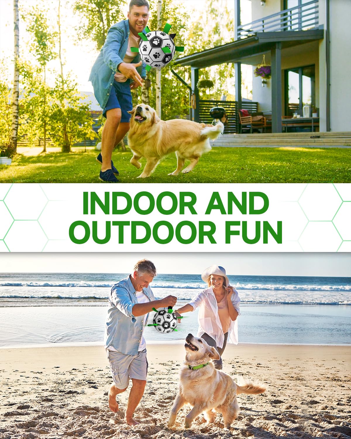 HETOO Interactive Dog Football Toys with Grab Tabs, Durable Dog Water Balls for Small Medium Breed, Indoor & Outdoor (6 Inch)