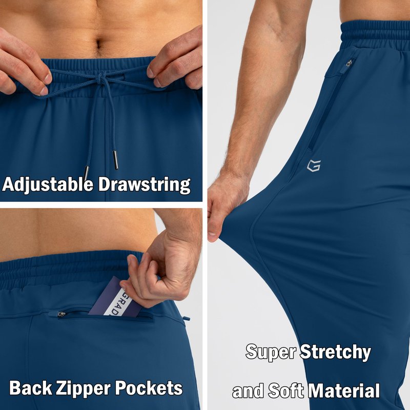 G Gradual Men's Sweatpants with Zipper Pockets Tapered Joggers for Men Athletic Pants for Workout, Jogging, Running (Dark Blue, XX-Large)