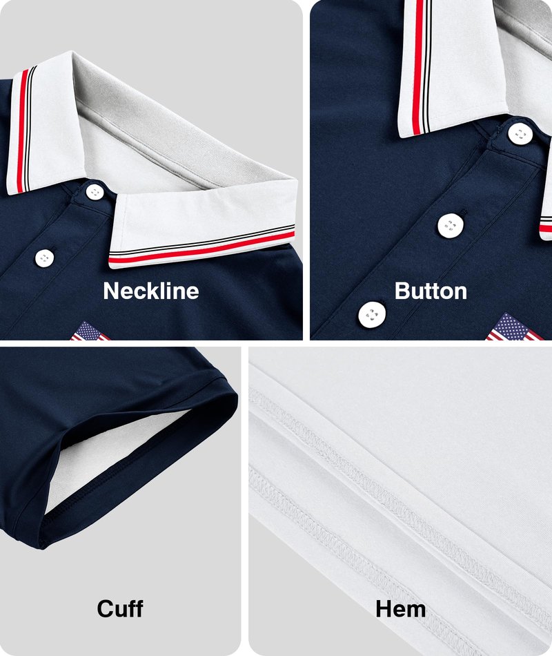 ZITY Golf Polo Shirts for Men Short Sleeve Athletic Tennis T-Shirt Navy White L
