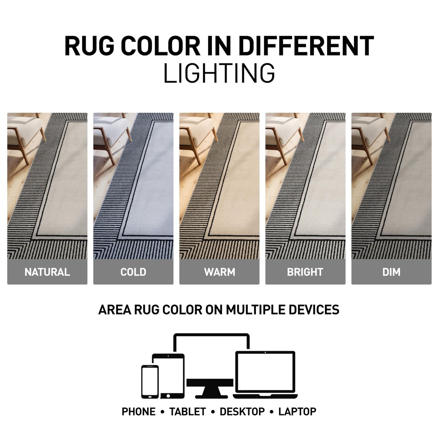 Rugshop Modern Distressed Bordered Indoor Area Rug for Living Room,Bedroom,Kitchen Rug Low Pile Rug with Jute Backing 5' x 7' Cream