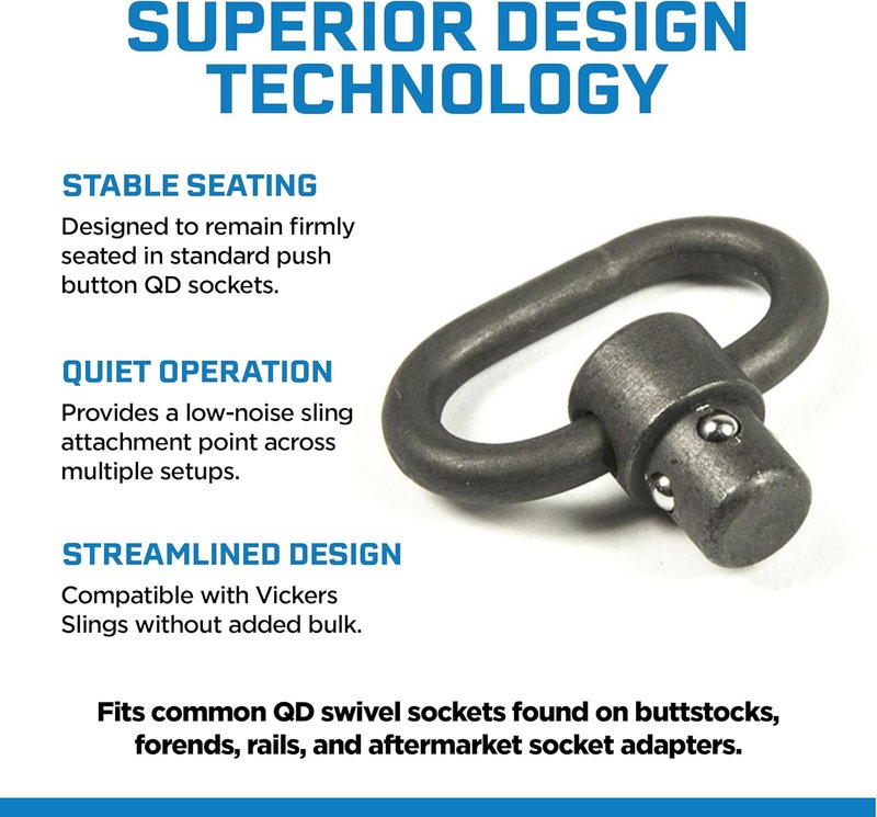 Push Button Sling Swivel - Durable Machined Steel Attachment Hardware for Rifles | Blue
