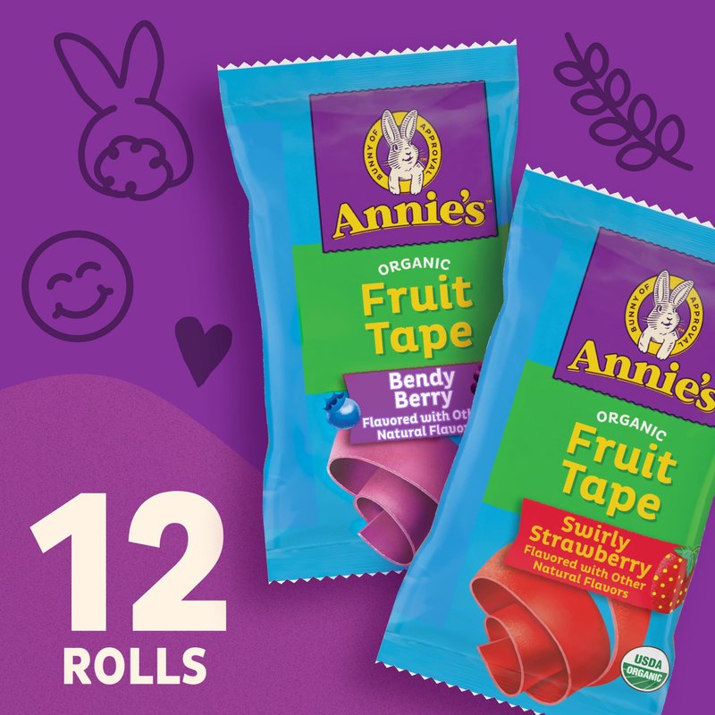 Annie's Organic Fruit Tape, Swirly Strawberry and Bendy Berry, Gluten Free, Variety Pack, 12 Rolls, 9 oz