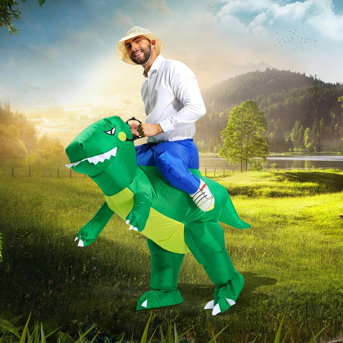 TOLOCO Inflatable Costume Adult, Halloween Costumes for Men, Dinosaur Adults, Blow up T REX
