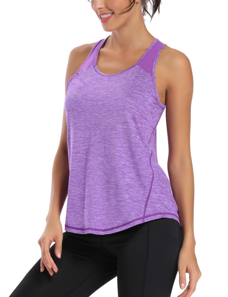 Aeuui Womens Workout Tops for Women Racerback Tank Tops Mesh Yoga Shirts Athletic Running Tank Tops Sleeveless Gym Clothes Purple