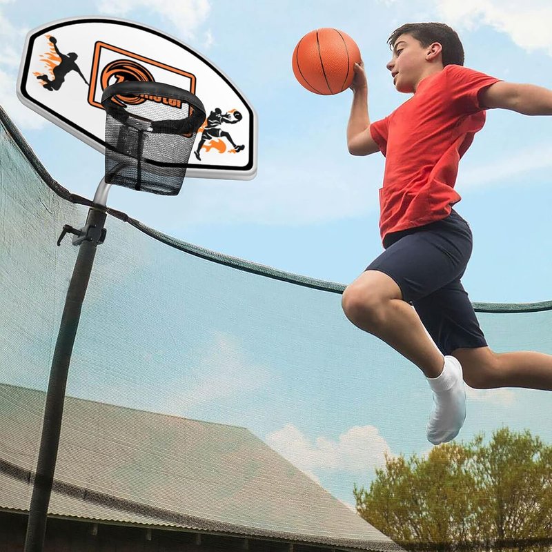 Trampoline Basketball Hoop - Easy Install Mini Basketball Set for Straight & Curved Poles | Perfect for Outdoor Fun