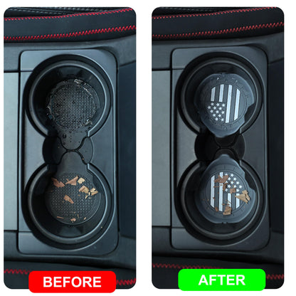 Amooca Car Cup Coaster Universal Non-Slip Silicone Cup Holder Insert Car Interior Accessories for Drink American Flag US Flag 4 Pack Grey