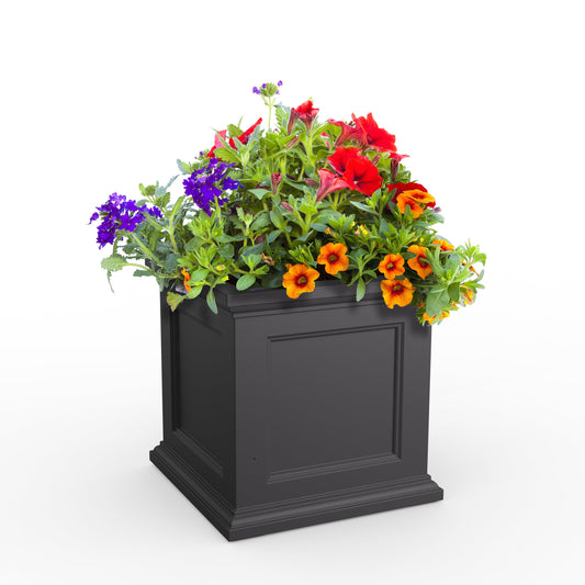 Mayne Fairfield 24-Inch Self Watering Square Planter Box, Weather-Resistant and Durable, Ideal for Indoor and Outdoor Use, Perfect for Patio, Porch, or Entryway
