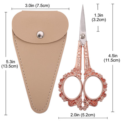 HITOPTY Sewing Scissors Embroidery Scissors, 4.5in Rose Gold Crochet Scissor with Sheath for Craft Cross Stitch Needlework Artwork Thread Yarn Cutting