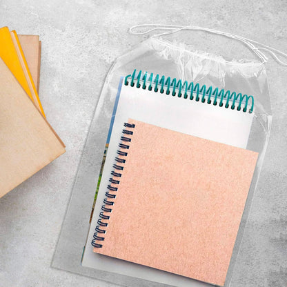 APQ Drawstring Bag, 12x16 Inches. 100 Waterproof Plastic Bags. 2 Mil Bags for Cosmetics, Toiletries