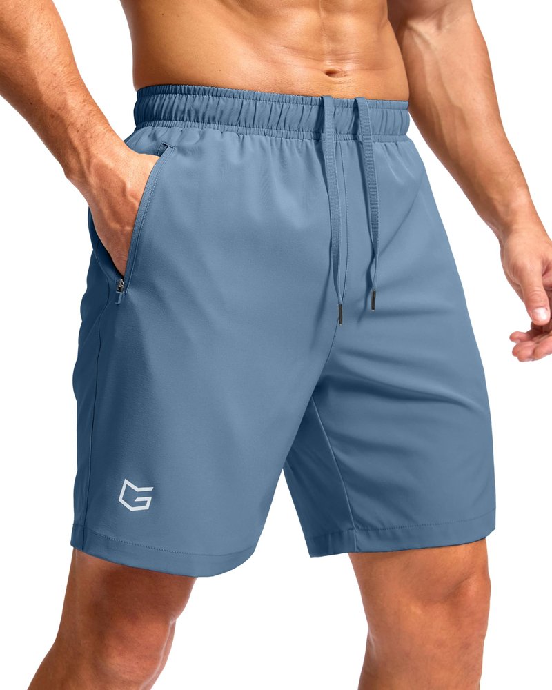 G Gradual Men's Athletic Running Shorts with Zipper Pockets Quick Dry 7"/ 5"/ 9" Workout Gym Shorts for Basketball Hiking(Federalblue,7S)